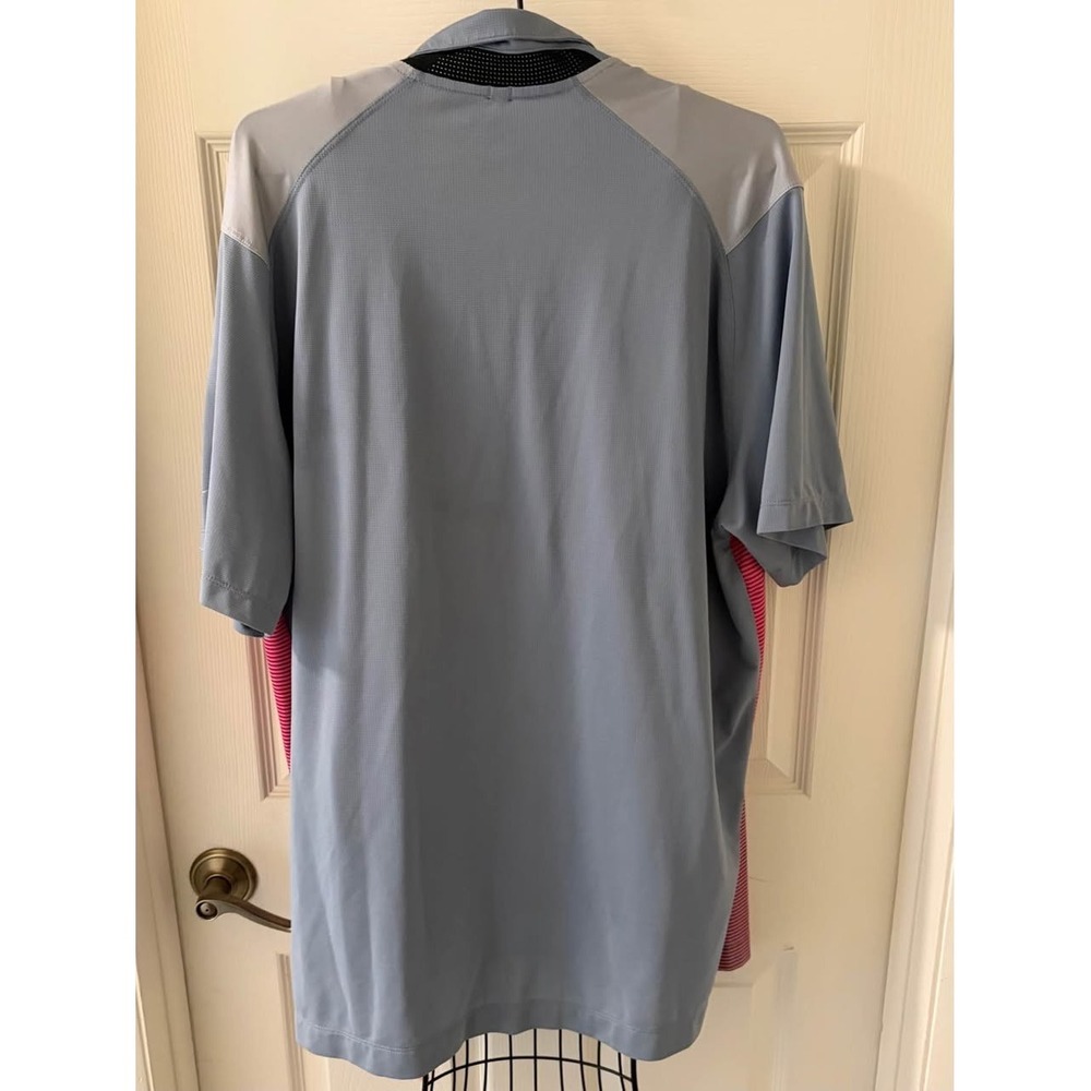 Nike Golf Tour Performance Dri-FIT Polo Men's XL Blue Pink Striped Golf Shirt - Picture 3 of 8
